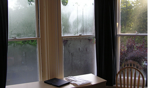 Typical bedroom condensation, when secondary glazing is not used