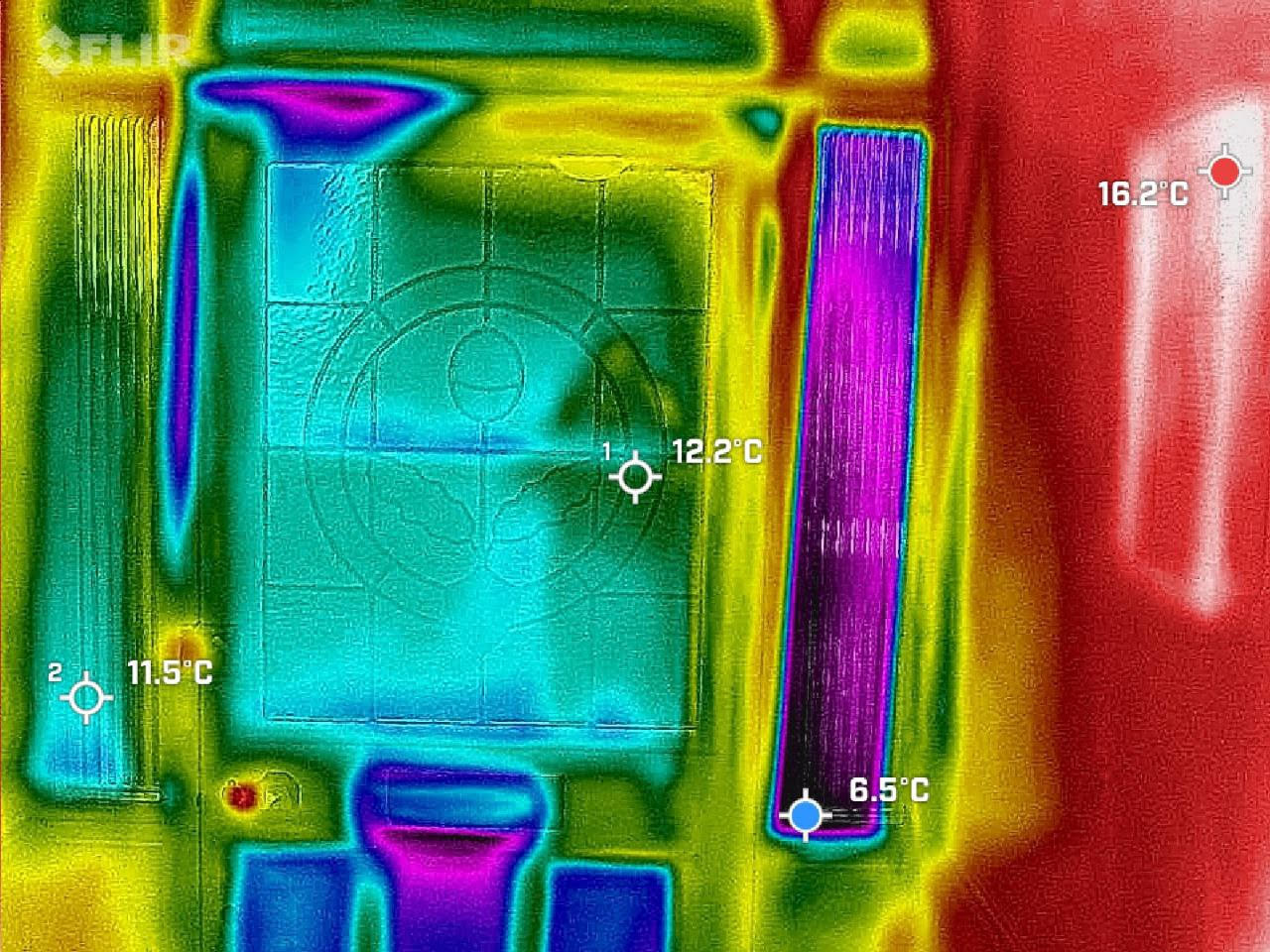 Thermal image showing a door part insulated with Superglaze secondary glazing